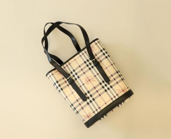 버** 수입 빈티지 체크 버킷 백