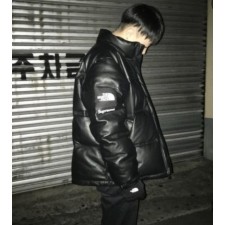 슈** x 더 노스 페이스 Leather Nuptse Jacket 수입 고퀄 풀라벨