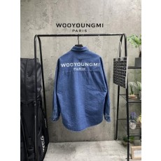 우** 백로고 데님오버셔츠