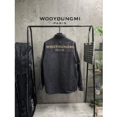 우** 백로고 데님셔츠