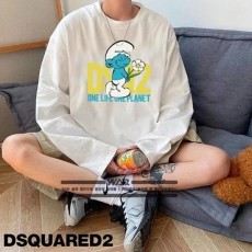 디* 스머프 DSQ2 로고 긴팔 티셔츠