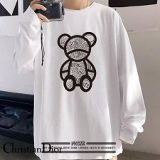 디* 곰돌이 낙서 레터링 긴팔 티셔츠