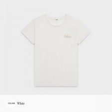 셀** 체인 스티치 골드 루렉스 자수 티셔츠