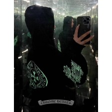 크* 형광 라인 후드 티셔츠