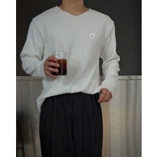 골지 V넥 데끼 썸머 니트