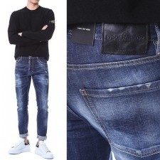 디*** 블랙래더패치 디퀘포이트리 진청 워싱 쿨가이진