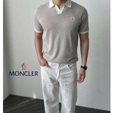 라인배색 오픈카라 니트반팔
