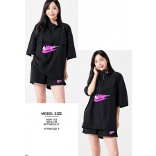 나** 반팔아노락집업셋업