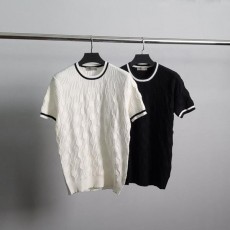 보** 엠보패턴 라운드 반팔 니트