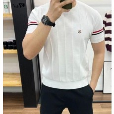옴므 삼선 반팔 라운드 니트