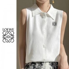 로** 자수 투버튼 카라 민소매 나시