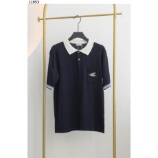 디* Couture 은방울꽃 폴로 셔츠 블루 코튼 저지
