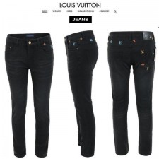 루* 컬러 자수 블랙 슬림 일자진