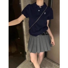 폴* 버튼 카라 니트 반팔