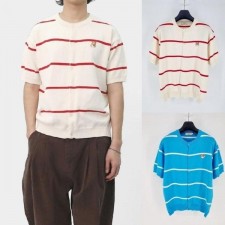 메* 키츠네 폭스헤드 스트라이프 라운드 가디건