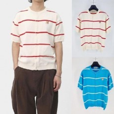 메* 키츠네 폭스헤드 스트라이프 라운드 가디건