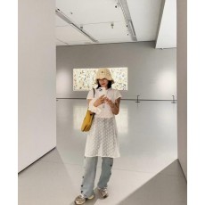 프** 삼각로고 라피아 햇