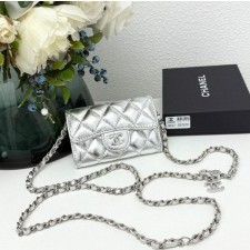 샤* 클래식 카드지갑 체인 벨트백 메탈실버