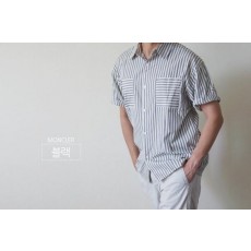 스트라이프 포켓셔츠