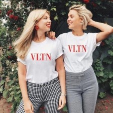 발*** VLTN 레드나염 라운드 반팔티