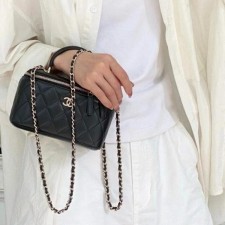 샤* 고급 탑핸들 베니티백 램스킨