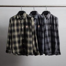 메* 키츠네 폭스헤드 타탄체크 셔츠