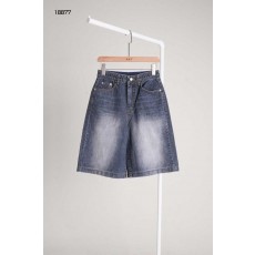 프** 백포켓 삼각로고 밴딩 하프 데님팬츠