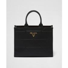 프** 탑 스티칭 미디엄 가죽 심볼 백