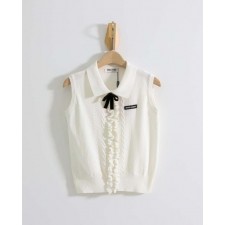 미*** 프릴 포인트 민소매 카라 니트