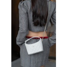 샤* 고급 25 크루즈 캐비어 스몰 체인 호보백 화이트