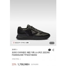 프** 25 SS 다이아몬드 패턴 가죽 스니커즈