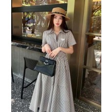 프** 수입 카라넥 스트라이프 드레스