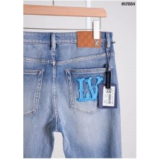 루* LV 자수 로고 패치 슬림핏 데님 팬츠