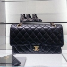 샤* 클래식 미듐 캐비어 블랙 금장풀박스