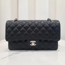 샤* 클래식 미듐 캐비어 블랙 은장풀박스