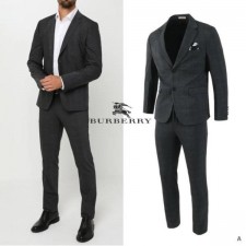 버** 글랜체크 슬림 정장 세트