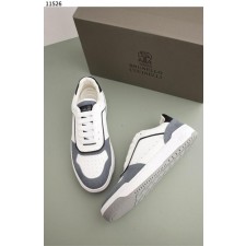 브*** 쿠치넬리 펀칭 패널 그레이니 레더 남성 스니커즈