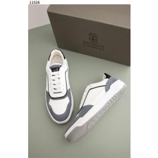브*** 쿠치넬리 펀칭 패널 그레이니 레더 남성 스니커즈