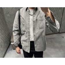 디* 오블리크 패턴 데님 셔츠 자켓