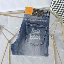 루* 수입 레터링 프린팅 스판 데님 팬츠