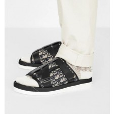 디* 알파 샌들 베이지  블랙 오블리크 자카드