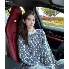 디* 사이드 지퍼 오블리크 자카드 니트 풀오버