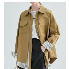 미*** 수입 레이어드 카라넥 스트라이프 셔츠자켓