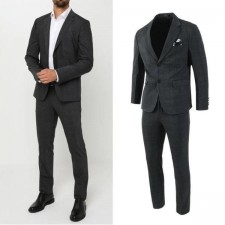 버** 글렌체크 슬림 정장 세트