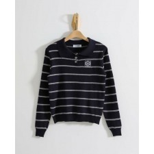 로** 스트라이프 카라 니트