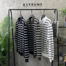 메* 마르지엘라 스트라이프 카라 니트