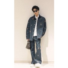 루* 멀티자수로고 데님 자켓