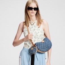 루* 고급 크로와상 모노그램 데님 크로스