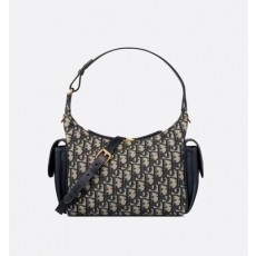 디* DDream 미디엄 백 블루 Di*r Oblique 자카드  스무스 송아지 가죽풀박스