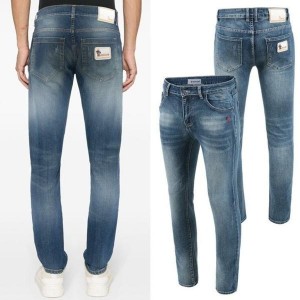 노블스틸 화이트 패치 워싱 청바지